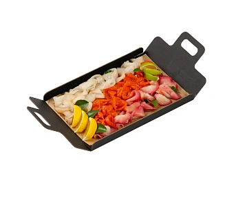 Рыбное ассорти (лосось с\с, черная треска с\с, филе клыкача маринованного в свекольном коньяке)